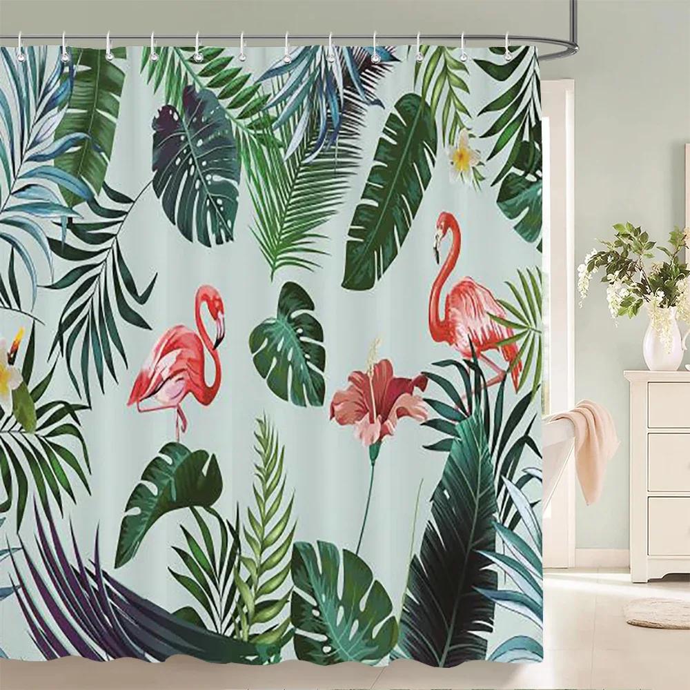 

Tree Leaves Pattern Bath Curtain Waterproof Fabric Shower Curtains Flowers Bathtub Screen With Hooks For Bathroom Home Decor W60H190(CM)-1 Pcs