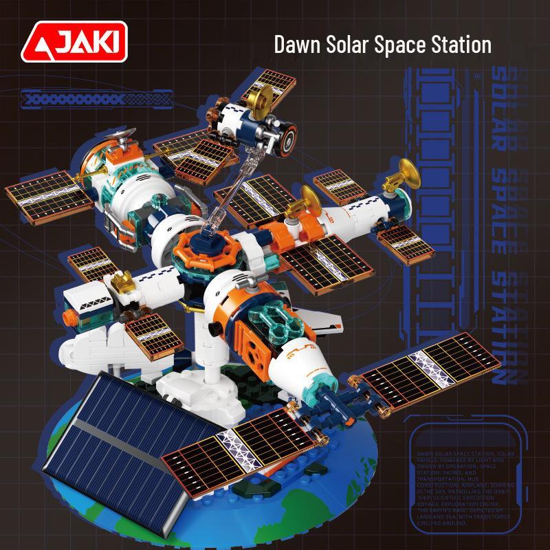 Jiaqi Dawn Solar Space Station Rocket Building Block Model Gift for Adults