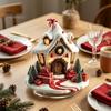 Sturdy Seasonal Shelf Decorations Winter Christmas Tree Cottage Table Decoration, Double Sided Acrylic Xmas Cabin Ornament Indoor Atmosphere