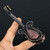 Guitar Shaped Rhodonite Gemstone Copper Wire Wrapped Handmade Jewelry Pendant Indian Jewelry For Her