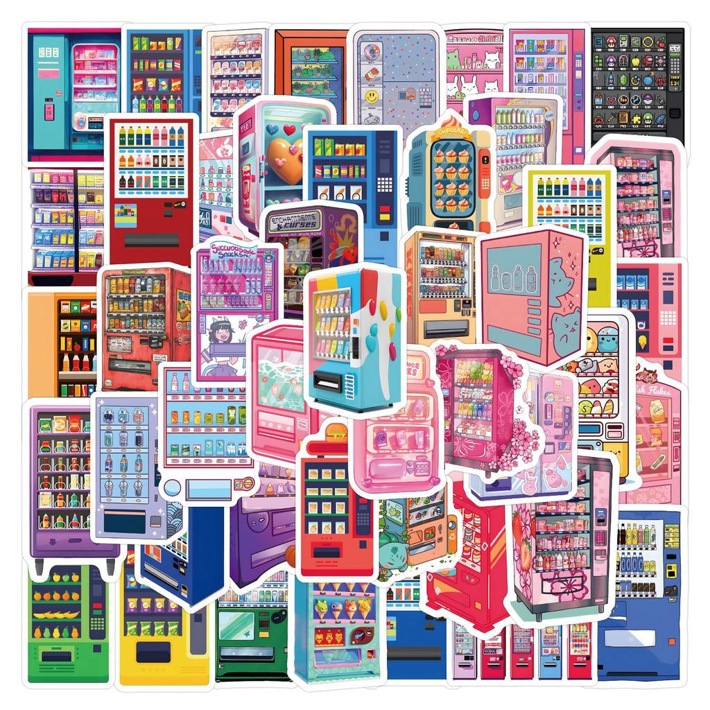 60 New Vending Machine Doodle Stickers Decorative Notebook Suitcase Cartoon Stickers