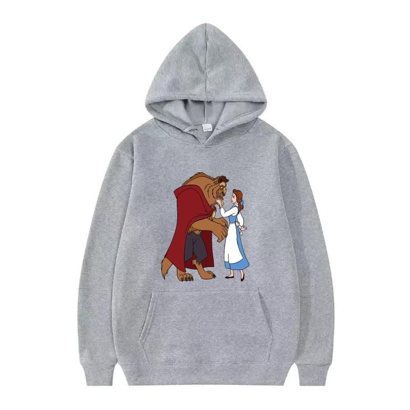 Disney Kráska a zvíře Princezna Vzor Dámské Volné Černé Podzimní Topy Oblečení Svetry Dámské Levné Y2k Mikiny Pánské Sportovní