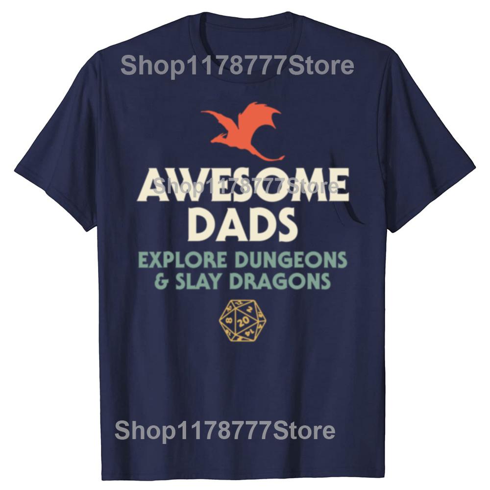 Funny Awesome Dads Explore Dungeons Dragons Graphic Tshirts Men Fashion Casual Tshirt 100 Cotton Loose Oversized T Shirt