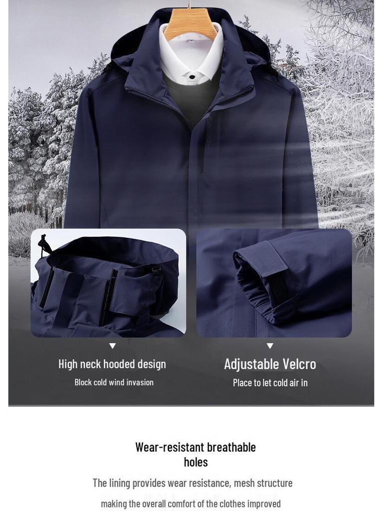 Spring & Autumn Outdoor Windbreaker, Detachable Hood, Solid Color Jacket for Men & Women