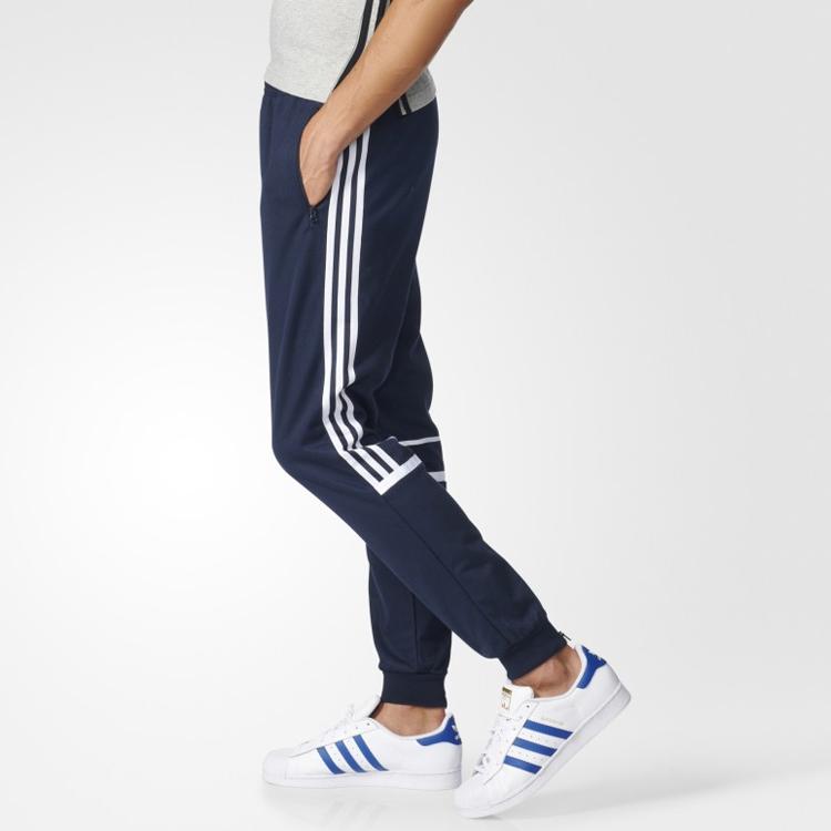 adidas Originals Three Stripes Color Block Logo Cuffed Casual Pants Men Bottoms Dark-Blue BK5928