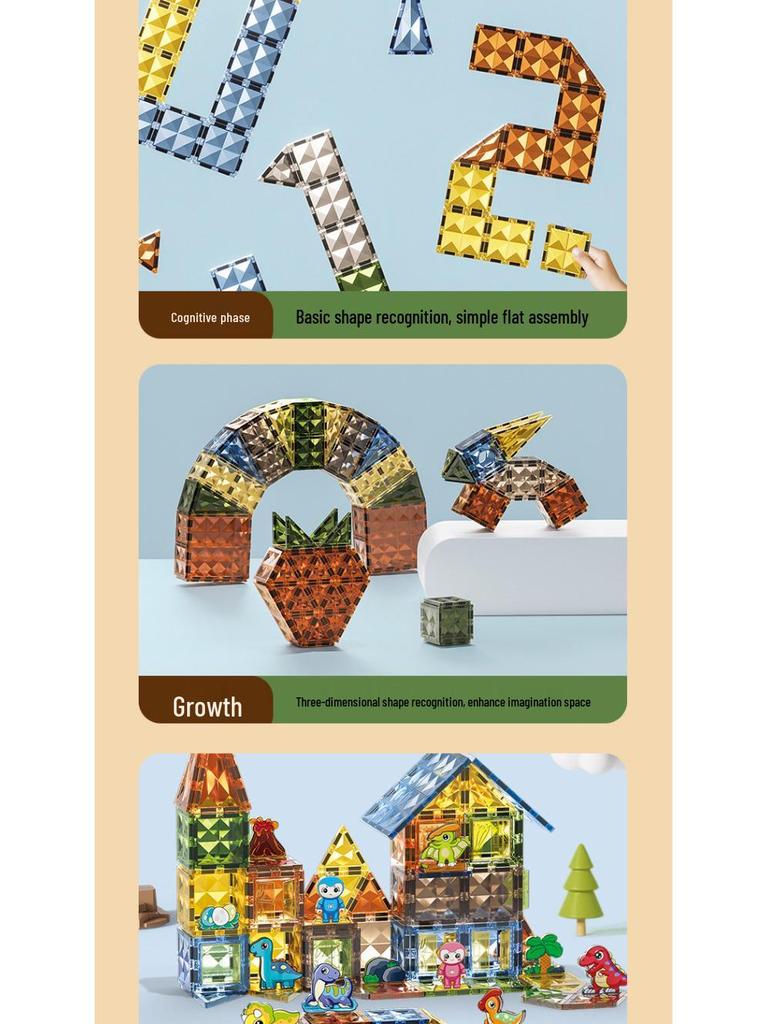 Jade Diamond Magnetic Tiles: Shape-Shifting, Stained Glass Educational Toys for Kids