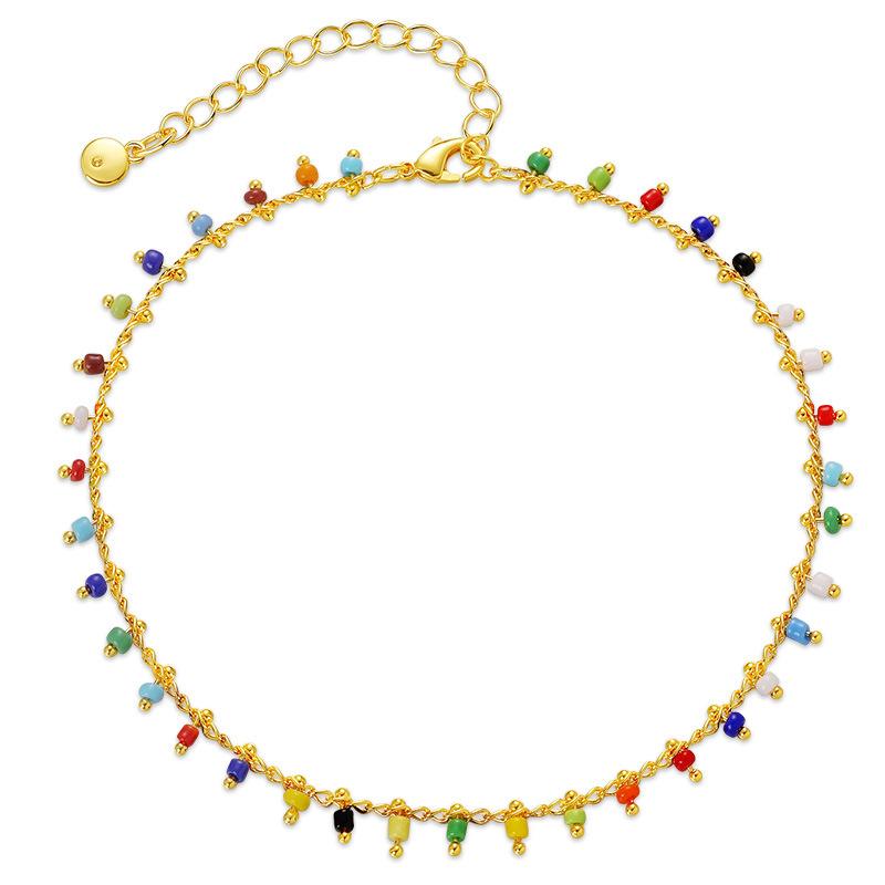 Boho Style Acrylic Pendant Copper Plated 18k Gold Women Anklet Foot Chain