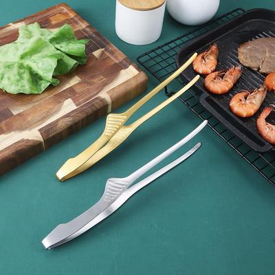 Stainless Steel BBQ and Bread Tongs for Home and Outdoor Cooking