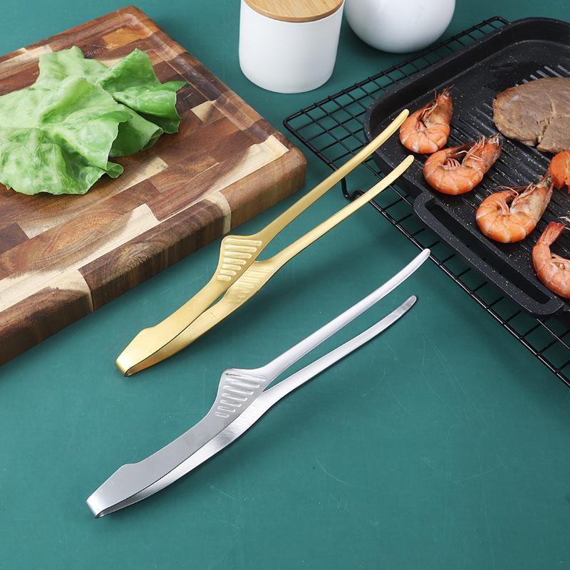 Stainless Steel BBQ and Bread Tongs for Home and Outdoor Cooking
