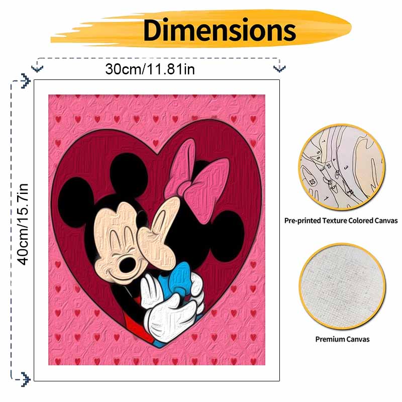 Disney DIY Oil Painting Kits Mickey Minnie Love Hand Painting Home Decor Craft Gift Ideas For Couples Romantic Wall Art Decor 130 Letter