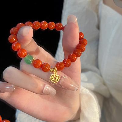 Bracelet à cadenas Ruyi Ping An pour femme, bijou synthétique Nanhong, simple et creux, idéal pour les étudiantes