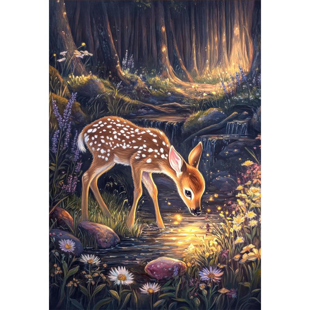 5D Diy Diamond Painting Cross Stitch Embroidery Vintage Woodland Animals Full Round Drill Home Decor Wall Art Gift