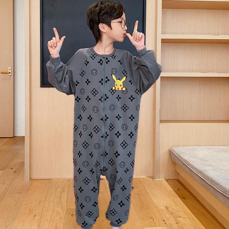 100% Cotton Kids Pajama Set One-Piece Sleepwear Boys Girls Toddler To Teen Warm Lightweight Nightwear