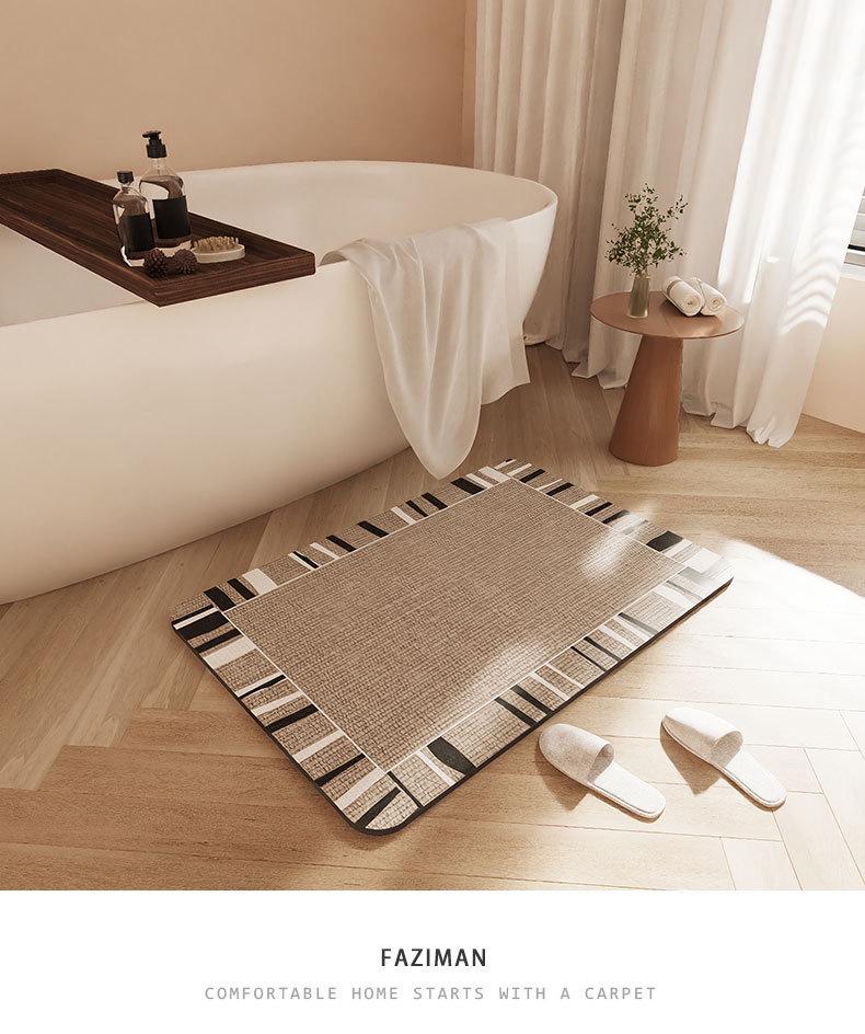 Minimalist Quick-Dry Absorbent Diatomaceous Earth Bathroom Floor Mat - Non-Slip, Wear-Resistant Foot Pad for Toilet Entrance