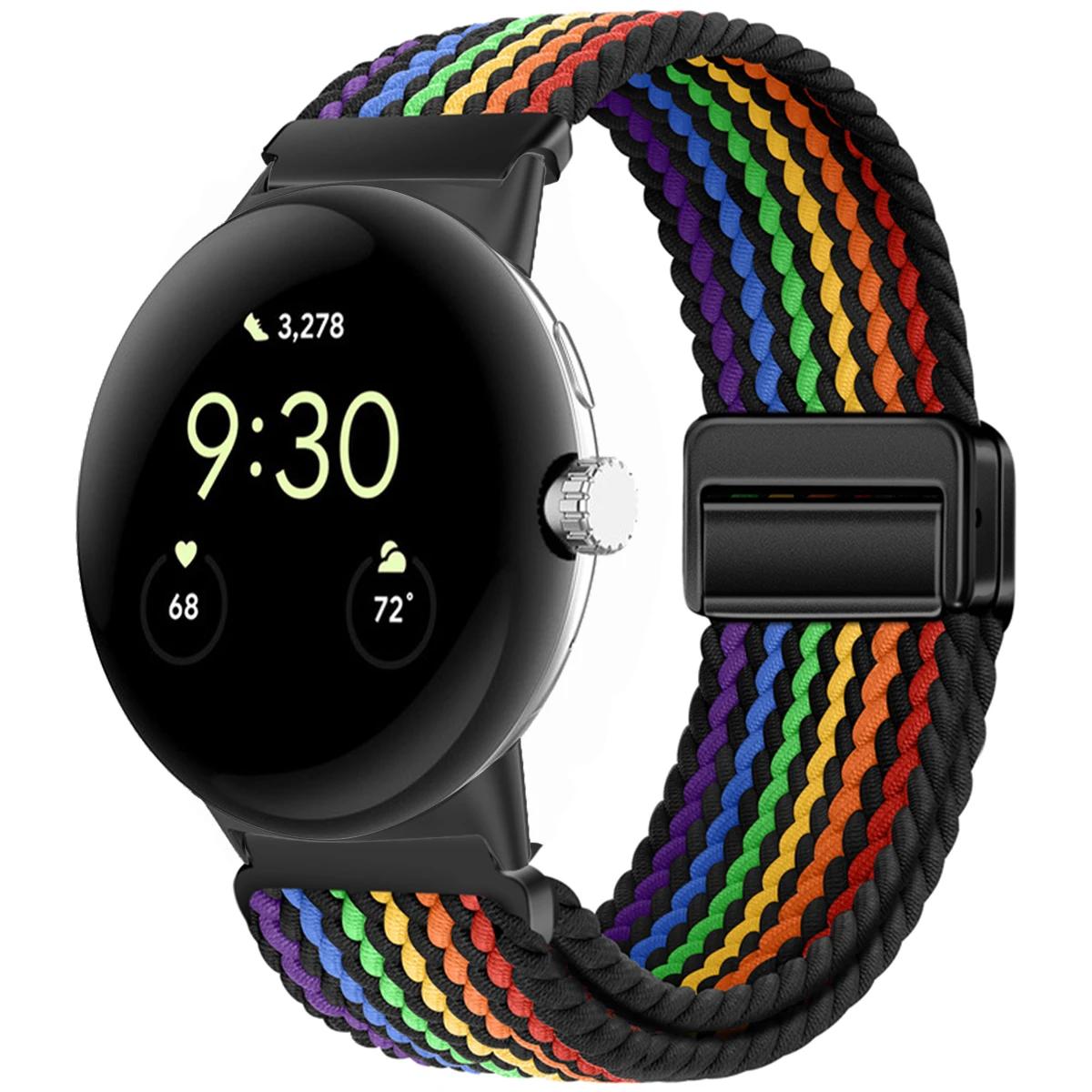 20mm Nylon geflochtenes Armband für Google Pixel Watch 3 45mm Band für Google Pixel Watch1/2/3 41mm Magnetisches Armband Uhr Armband Pixel Watch 3 41mm gray