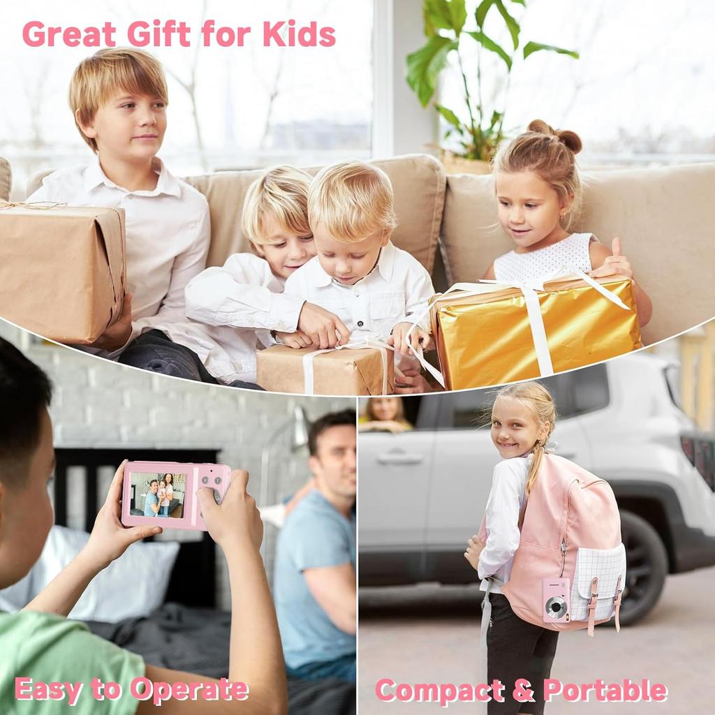 Digital Camera, FHD 1080P Digital Camera for Kids, Vintage Digital Camera with 16X Zoom, Face Detect, Smile Capture, Anti Shake, Compact Point and