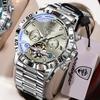 POEDAGAR Original Luxus Herrenuhr Automatisch Datum Woche Edelstahl Herren Armbanduhr Hohl Tourbillon Mechanische Herrenuhren