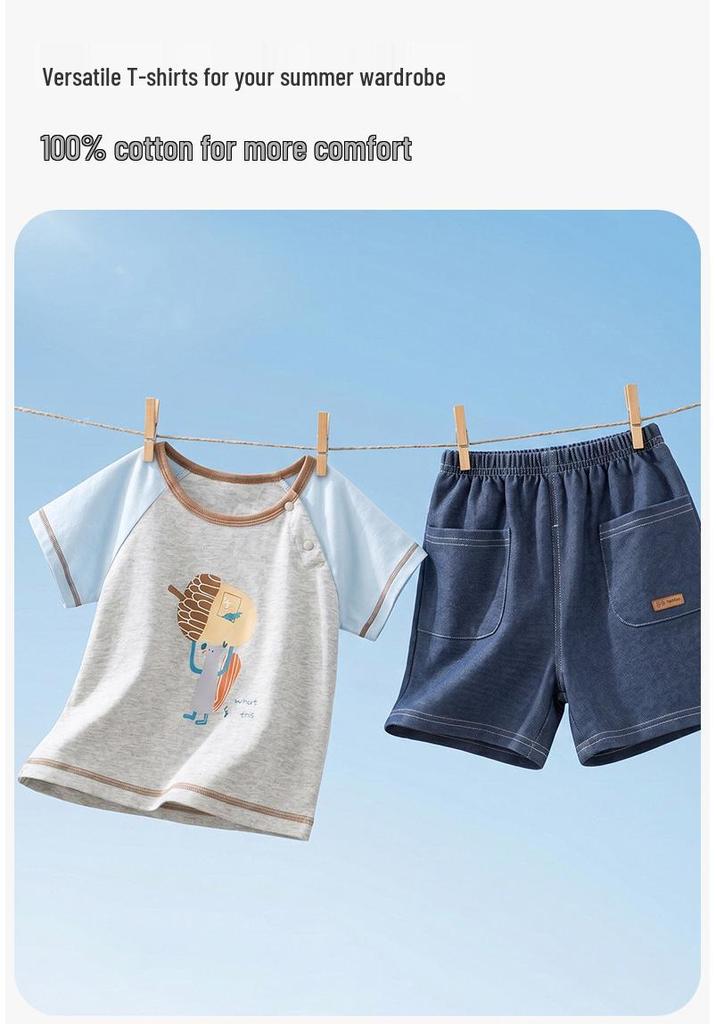 Children's Cartoon Pinecone T-Shirt, 0-5 Years, Short-Sleeve Summer Top, Stylish & Trendy