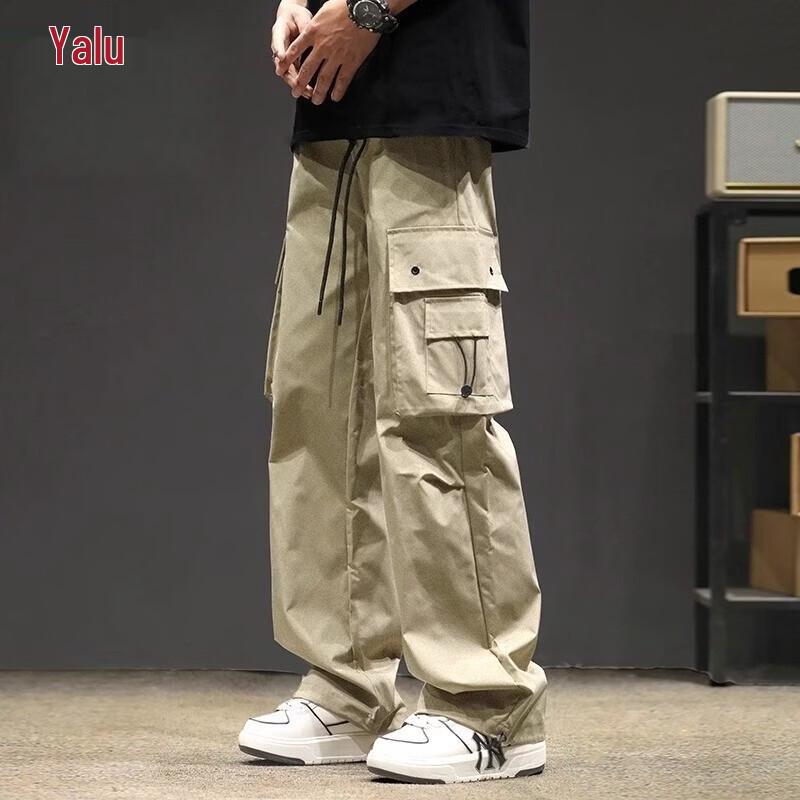Yalu Men s Summer Thin Loose Straight Cargo Pants M хаки