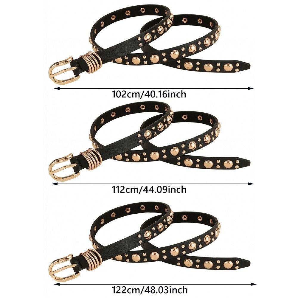Metal Buckle Rivet Heavy Metal Belt Pu Leather Dress Waistband  Women's