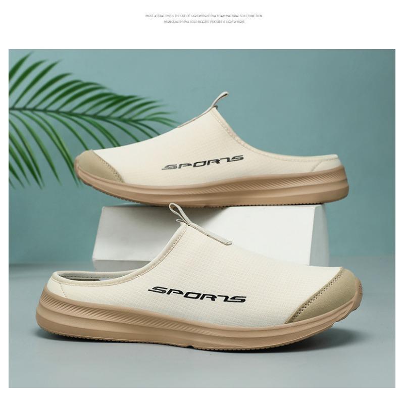 Fashion Men's Summer Slippers Breathable Lightweight Fashion  Casual Shoes Simple One Foot Soft Sole Half Support Shoes Men's Slippers