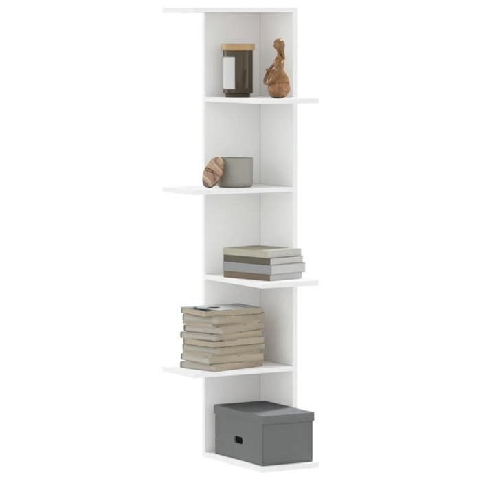 VidaXL White Corner Wall Shelf 36.5x36.5x140 Cm Engineered Wood, Corner Shelf, Hanging Shelf, Wall Shelf 852627