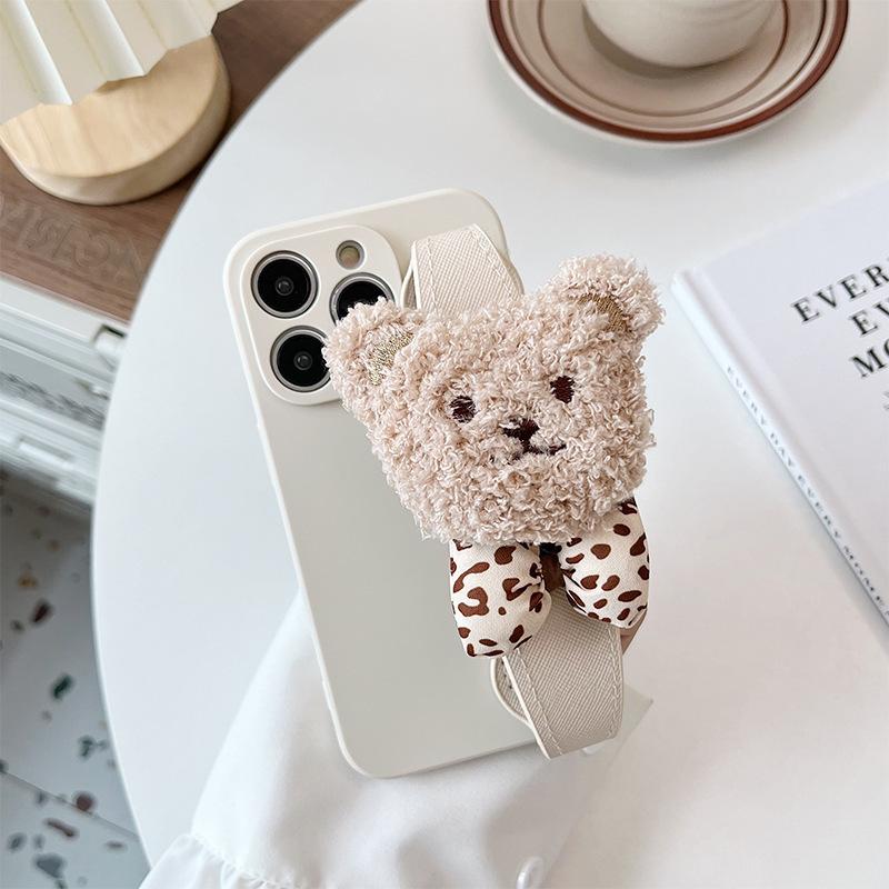 Applicable To Iphone17Pro Mobile Phone Case Wristband Bear Wind 16 Apple 15/14 All-Inclusive Fine Hole Anti-Drop 13