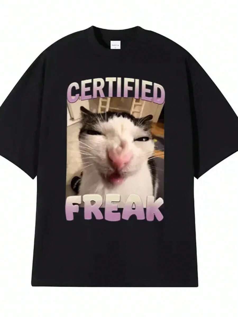 

Certified Funny Cat Meme Tshirt With Humorous Cat Expressionswos Summer Fashion Oversized Tshirt S разноцветный