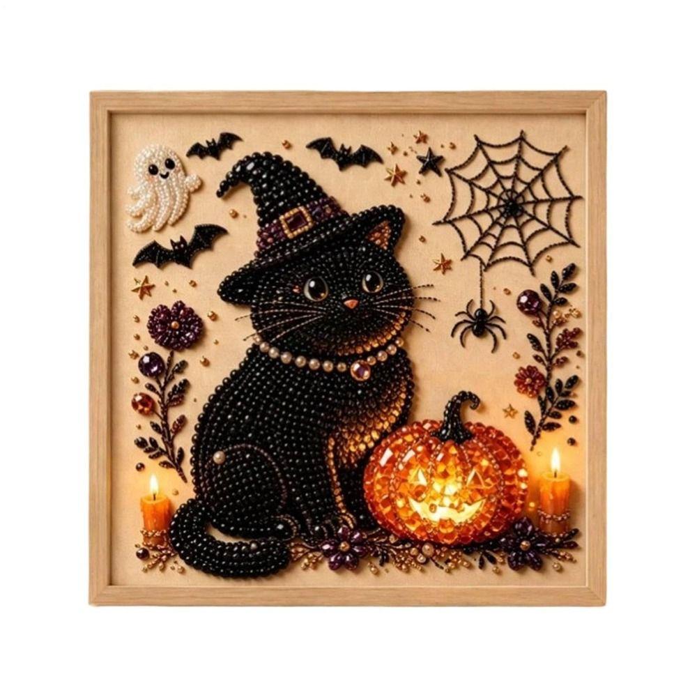 Perły Żywiczne DIY Zestaw do Sztuki z Pereł Płótno z Nadrukiem Halloweenowa Sztuka z Pereł Sezonowa Dekoracja Domu