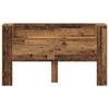 Headboard Cabinet with LED Lighting Reclaimed Wood Look 180 x 16.5 x 103.5 cm