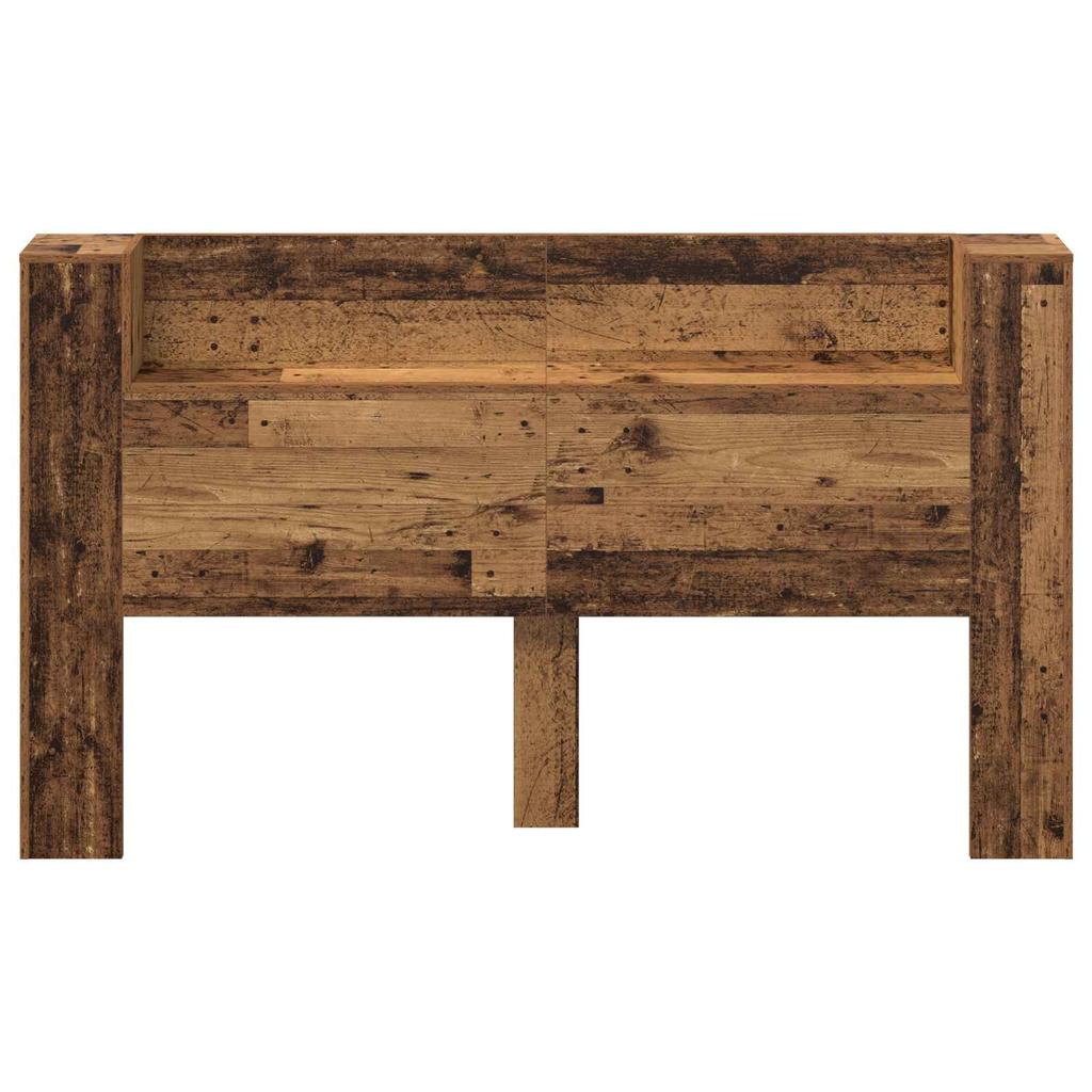 Headboard Cabinet with LED Lighting Reclaimed Wood Look 180 x 16.5 x 103.5 cm