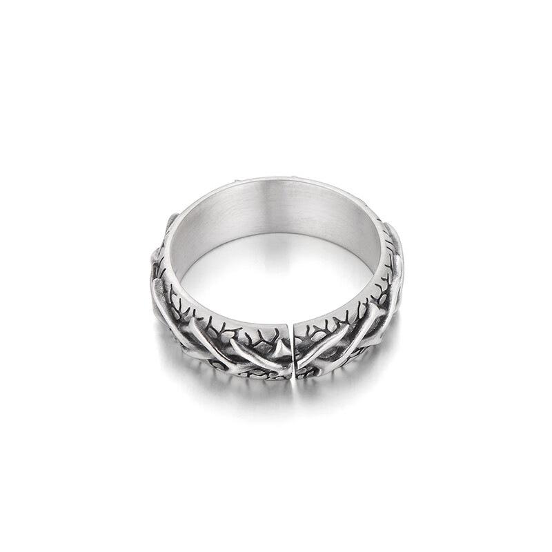 Yintai Fei Thai Silver Thorn Ring: Men's Trendy Retro Adjustable Finger Ring for a Cool, Handsome Look