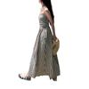 Women Black and White Striped Strappy Maxi Dress