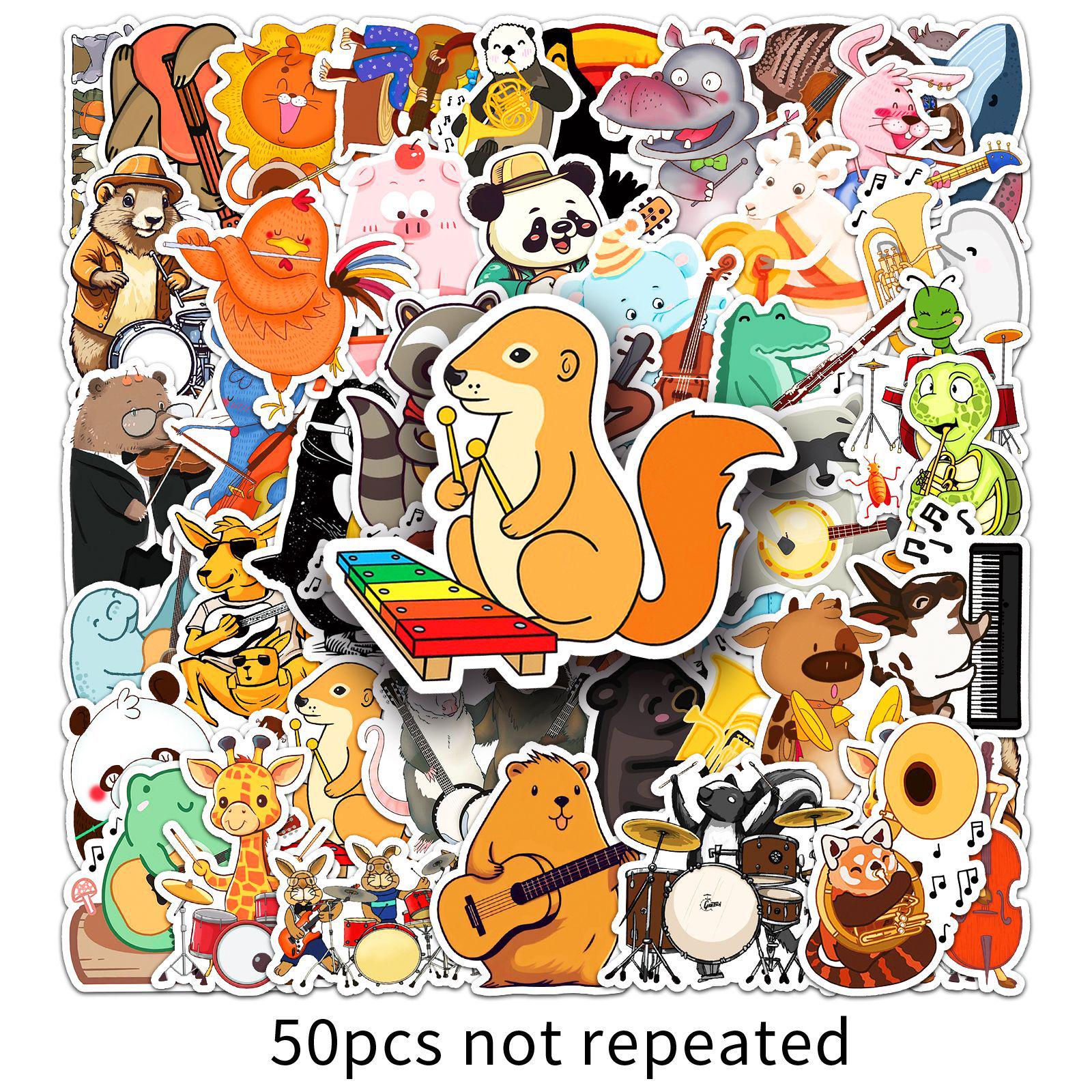 50PCS Cute Animal Concert Cartoon Stickers for Planners and Notebooks