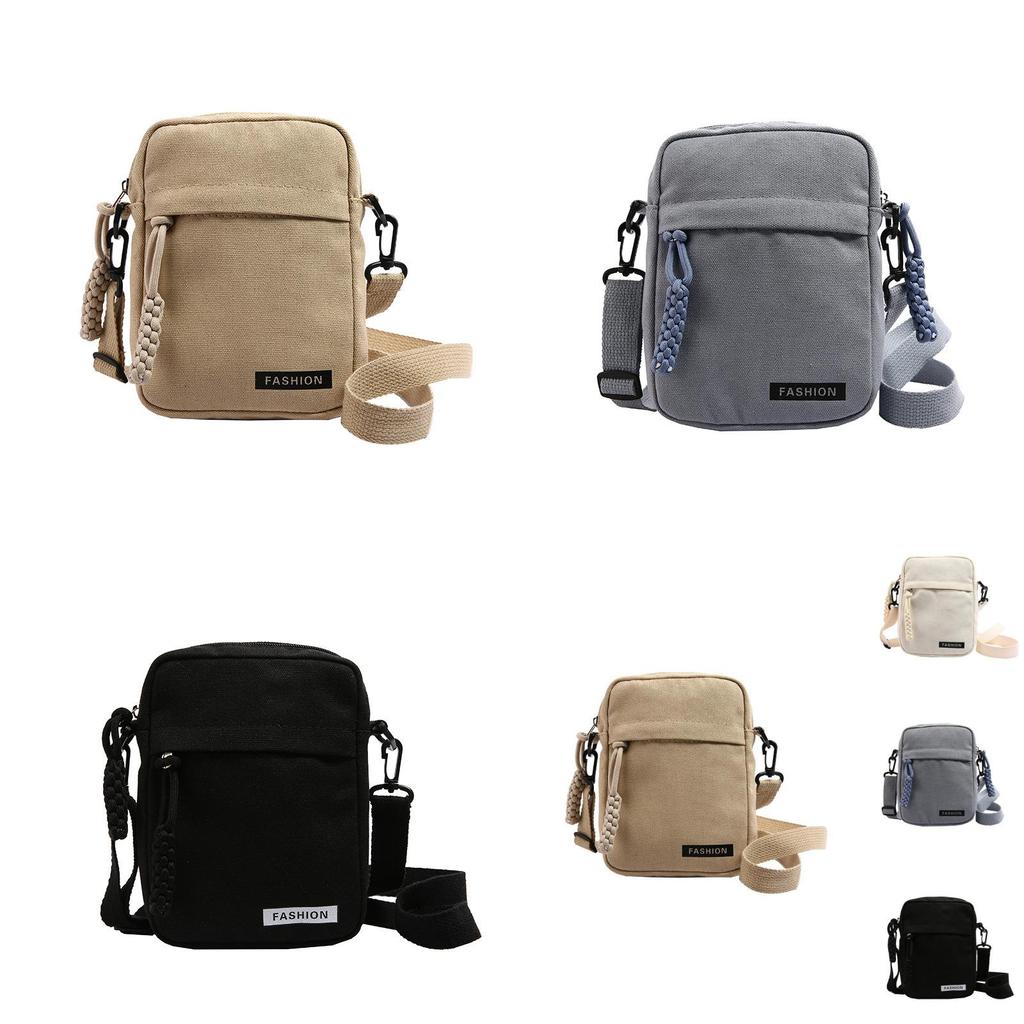 Canvas Crossbody Bag Mini Zipper Purse For Women Streetwear Daily Casual Phone Pocket