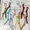 Romantic Heart Shaped Keychain Lightweight PU Leather Cord Alloy Charm Bag Decoration for Couples Friend Gift