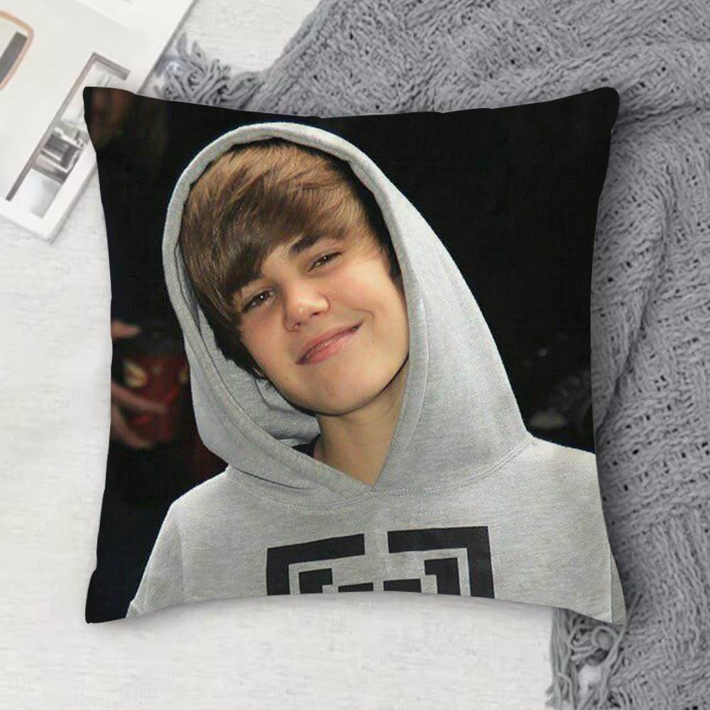 Federa Decorativa Quadrata Stampata Double Face di Justin Bieber per Divano Soggiorno Arredamento Casa