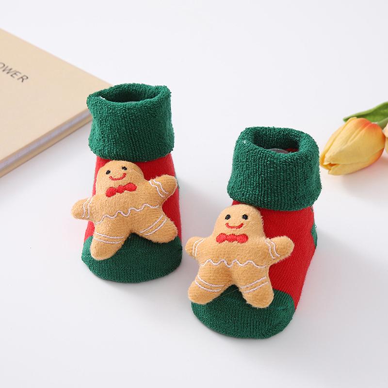 Newborn Baby Girls Boys Christmas Socks Cute Non-slip Socks Soft Lightweight Long Tube Socks for Fall Winter New Year Gift