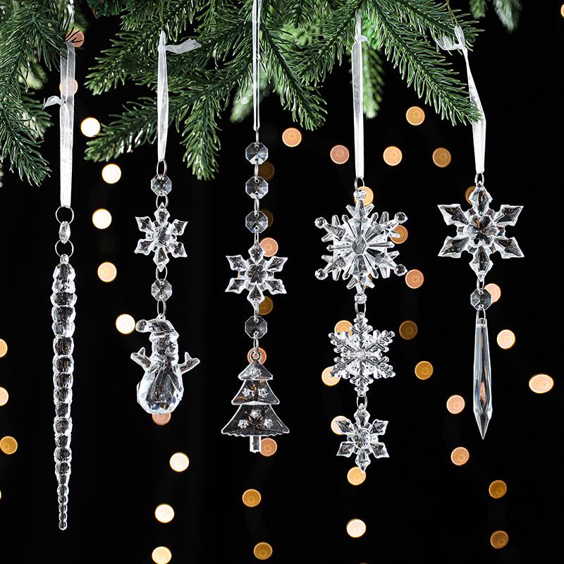 Nuovi Ornamenti per Albero di Natale Fiocco di Neve e Ghiacciolo in Acrilico