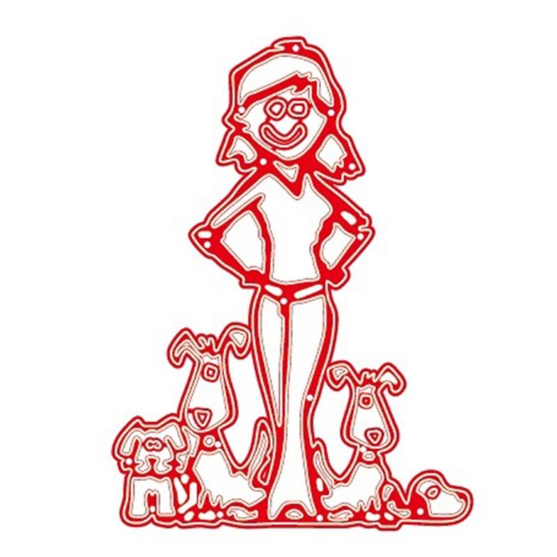 Girl Dog Metal Cutting Dies Stencils DIY Scrapbooking Album Paper Card Template