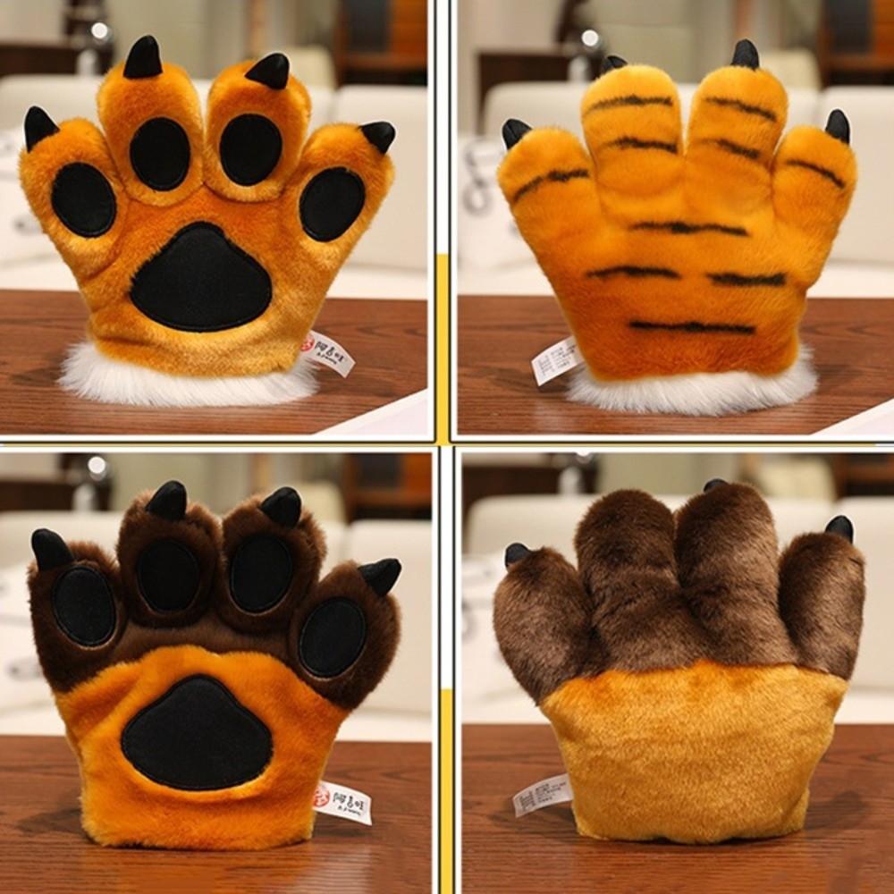 Furry Texture Animal Paw Plush Gloves Simulated Bear Paw Plush Gloves Role Playing