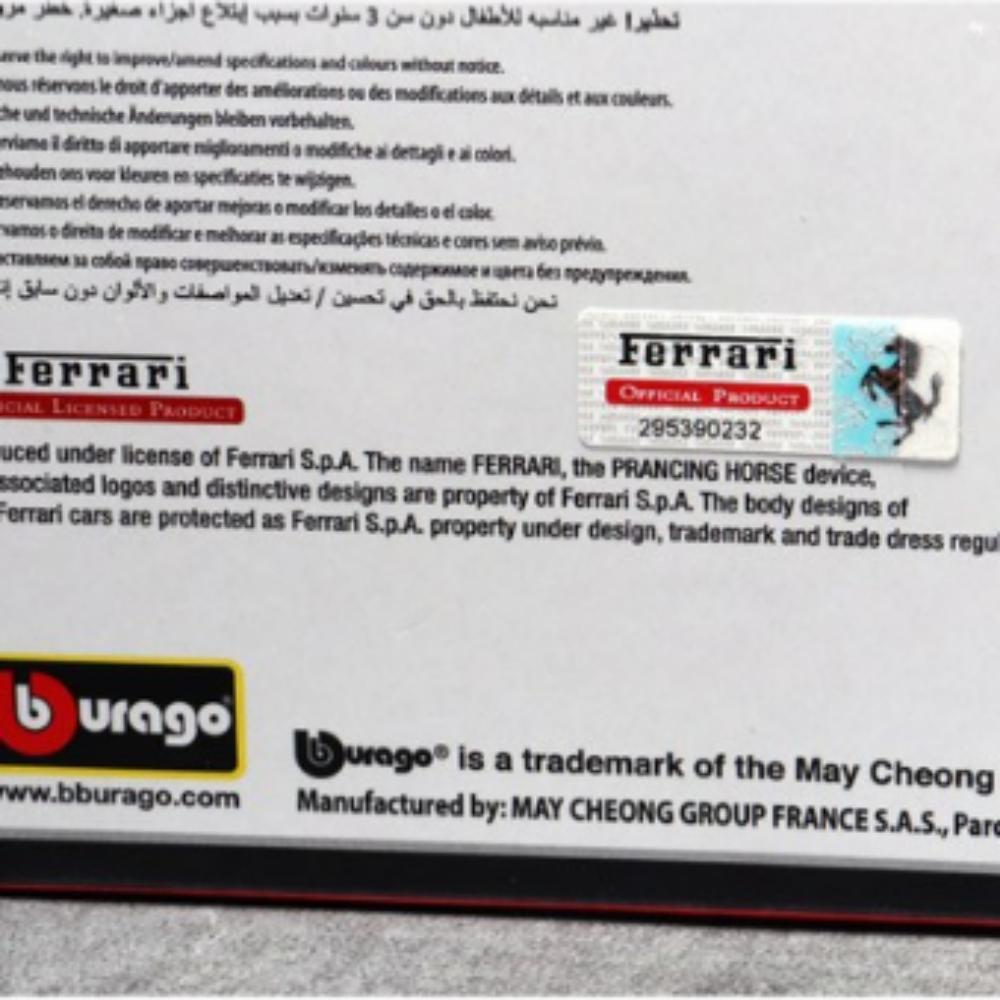 Brago 1:24 Ferrari Stradale SF90 Samochód Odlewany Ciśnieniowo, Czerwony, 1 Sztuka