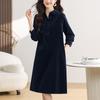 Women's Spring/Autumn Corduroy Long Sleeve Shirt Dress - Slimming, Age-Reducing Fit