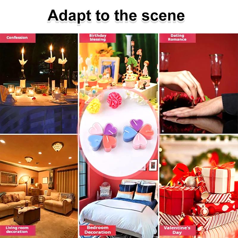9Pcs/Box Propose Candlelight Heart-Shaped Small Candle Valentine's Day Romantic Love Candle Aromatherapy Box-Packed Confession