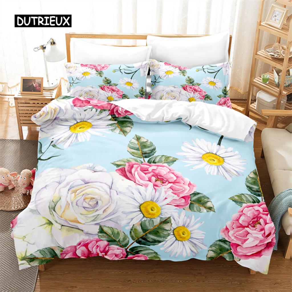 Beautiful Flowers Bedding Set Duvet Cover Set 3d Bedding Digital Printing Bed Linen Queen Size Bedding Sets Fashion Designs