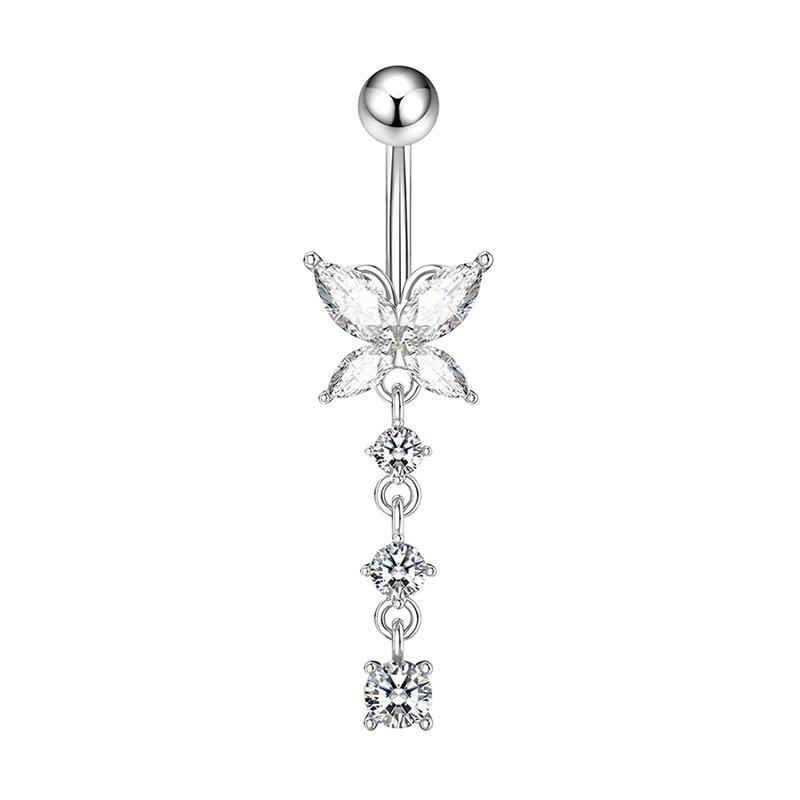Set 5 316L Steel Bow Hollow Heart-Shaped Belly Button Rings Shiny Zircon Inlay Navel Piercing Jewelry Fashion Jewelry