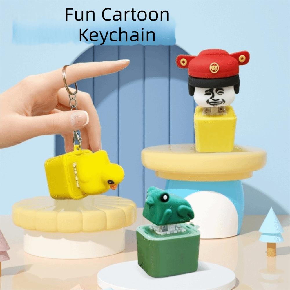 Squeeze Clicking Pressure Relief Toy Croaking Frog Button Press Click Keyring Kids Gift