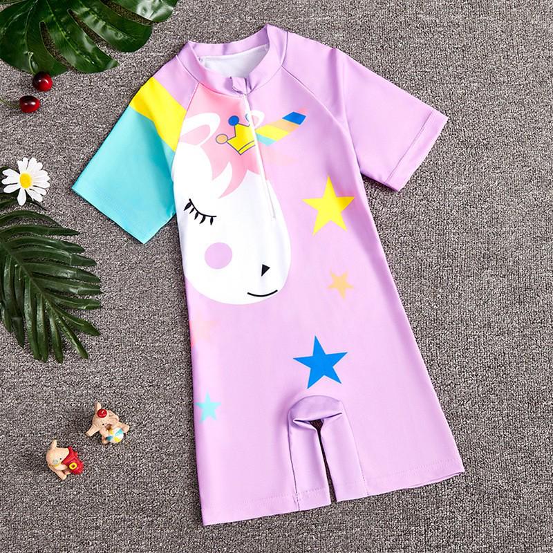 

2025 Kids Cartoon Swimsuit: Girls One-Piece & Boys’ Short-Sleeve 3XL 130-140CM