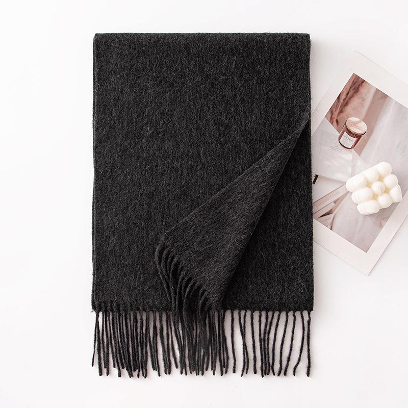 Autumn and Winter New Solid Color Scarf for Women Versatile Neck Scarf Thickened Warm Shawl Simple Tassel