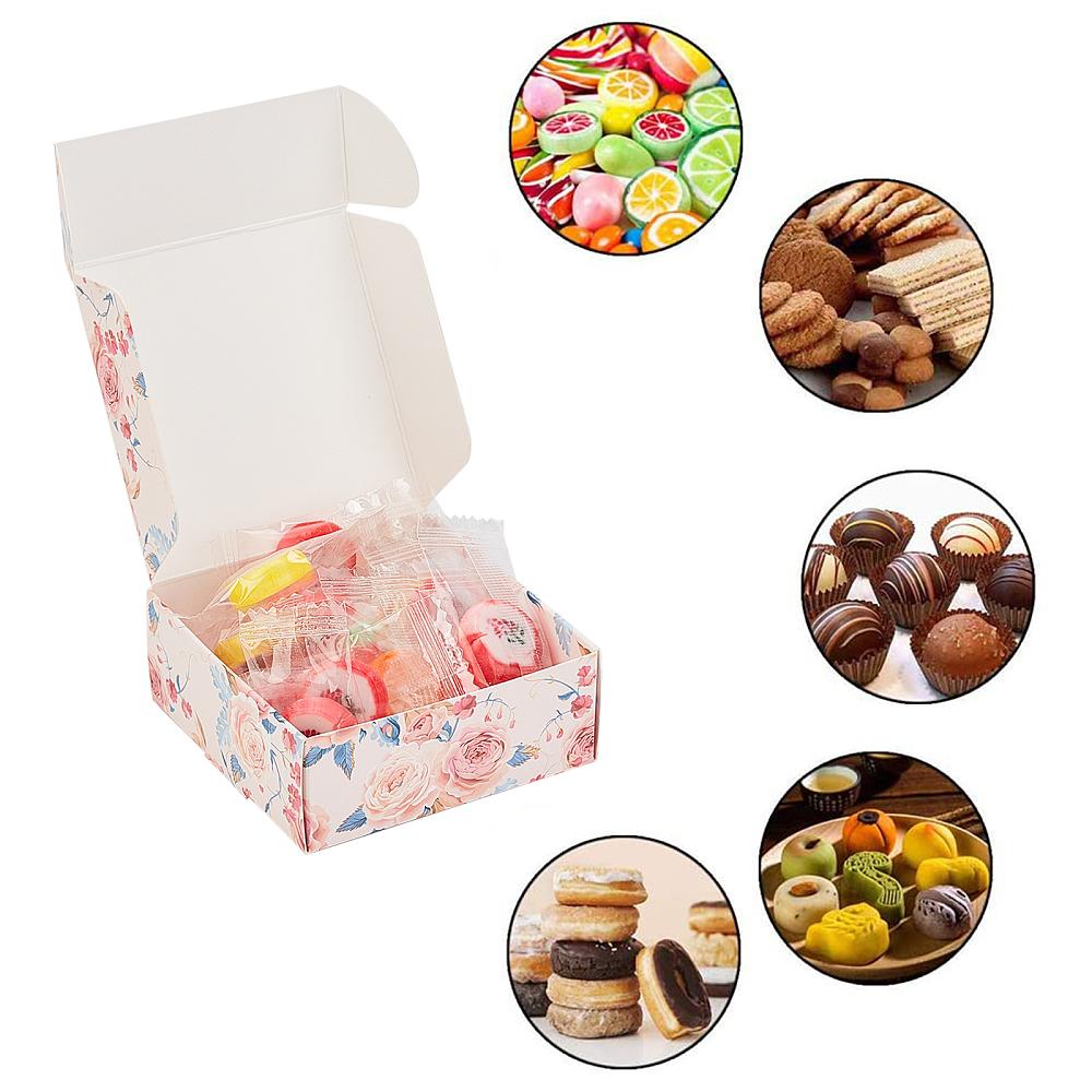 1set Flower Pattern Paper Gift Boxes Folding Boxes for Jewelry Square Mixed Color 7.5x7.5x3cm 5 colors 6pcs/color 30pcs/set